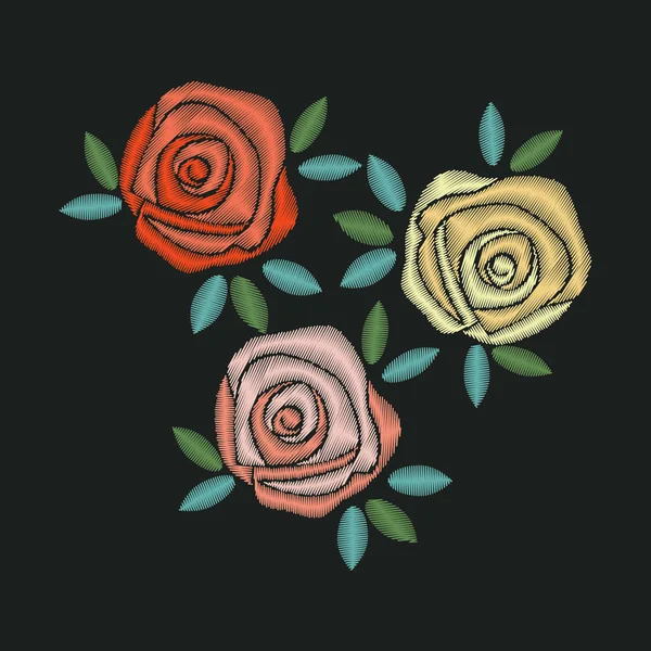 Bloemen borduurwerk ontwerpen — Stockvector