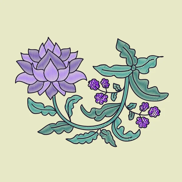 Desenho de bordado floral —  Vetores de Stock