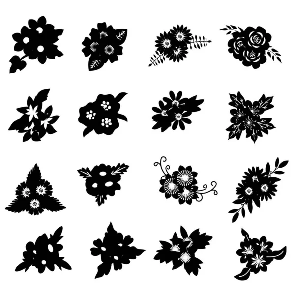 Flores blancas y negras — Archivo Imágenes Vectoriales