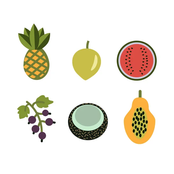 Iconos de frutas aisladas — Vector de stock