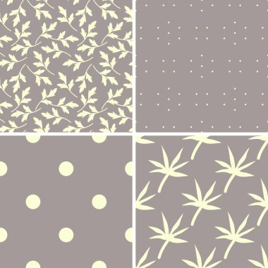 Kusursuz gri ve beyaz desenler ayarlandı