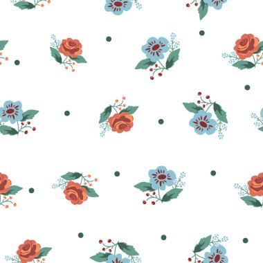 Dekoratif çiçeklerle kusursuz desen