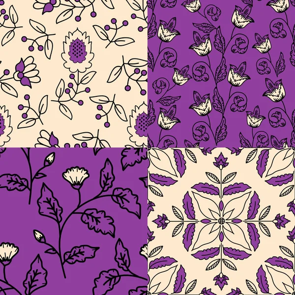 Sømløse Mønstre Med Dekorative Blomster – stockvektor