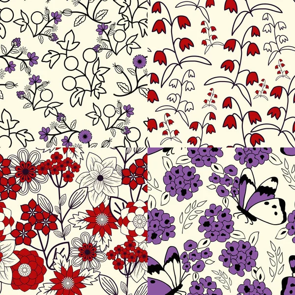 Seamless Pattern Decorative Flowers — Stock Vector