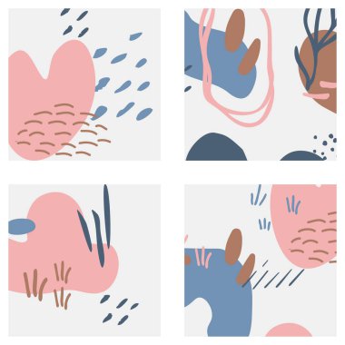 El çizimi şekilli soyut kartlar