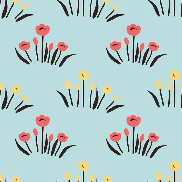 Naadloos Patroon Met Decoratieve Bloemen — Stockvector