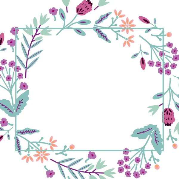 Vierkante Achtergrond Met Bloemen Ornament — Stockvector