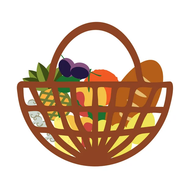 Food Basket Helathy Items Vector — Stock Vector