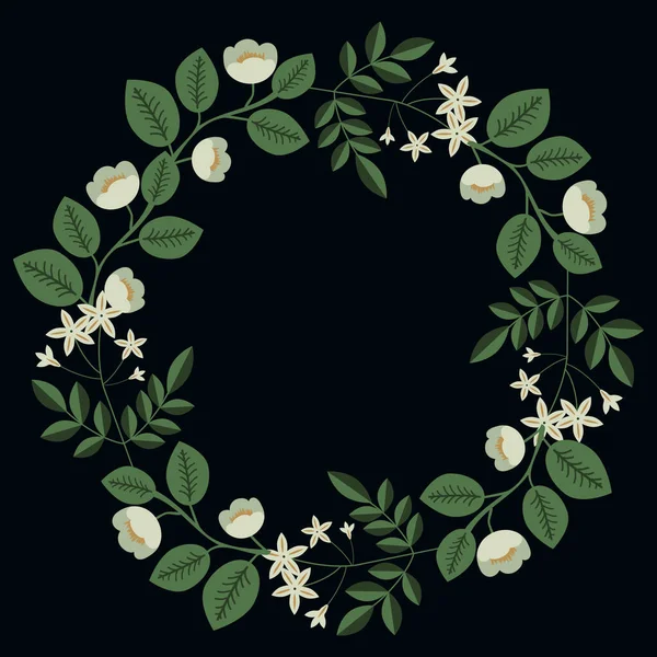 Flores Blancas Corona Jazmín Rama — Archivo Imágenes Vectoriales