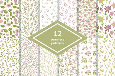 Dekoratif çiçeklerle kusursuz desen