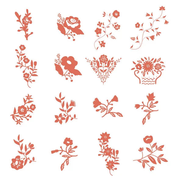 Ramos Florales Aislados Simple Colección Vectores — Archivo Imágenes Vectoriales