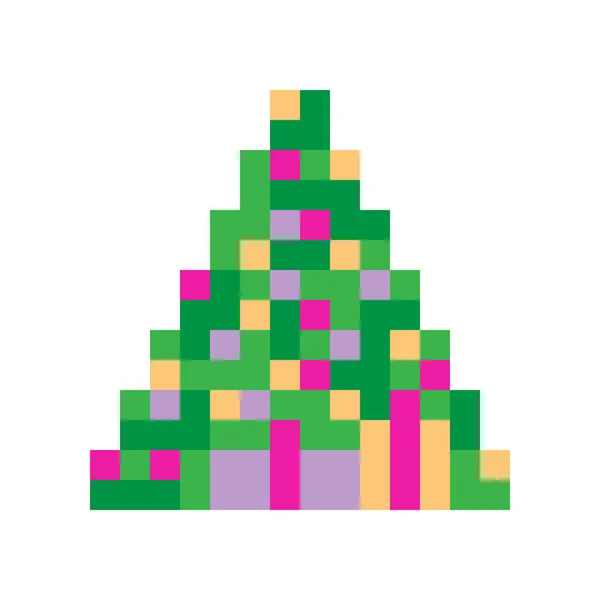 New Year Tree Pixel Icon — Stock Vector