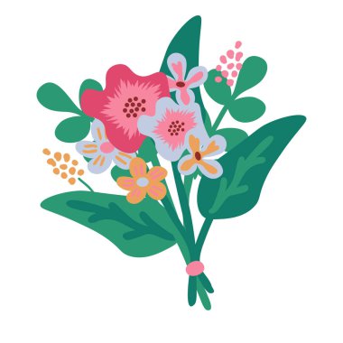 İzole edilmiş çiçek demeti vektör çizimi