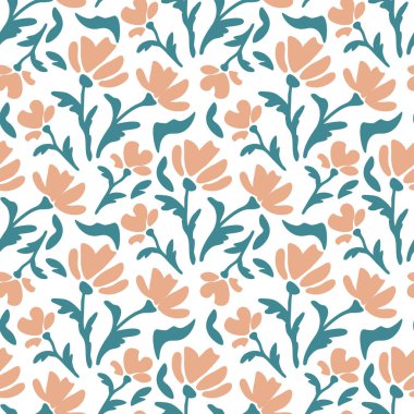 Dekoratif çiçeklerle kusursuz desen