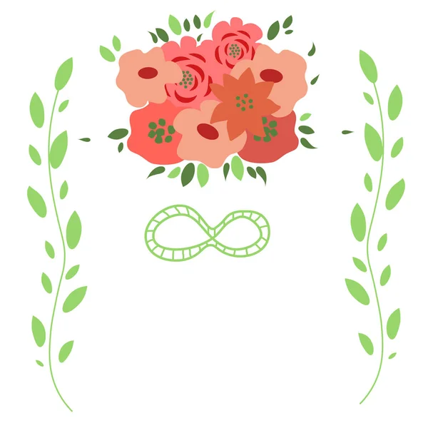 Fundo Casamento Com Ramo Floral Sinal Infinito — Vetor de Stock