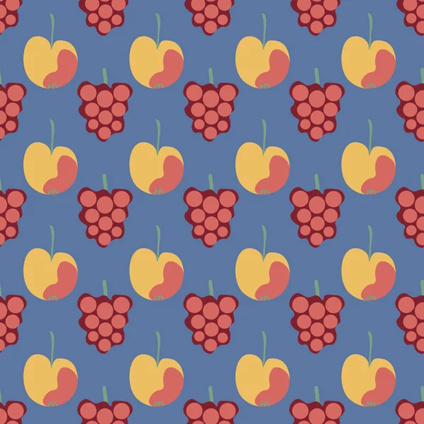 リンゴとブドウのシームレスなパターン — ストックベクタ