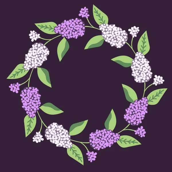 Lilac Flower Wreath Vector Background — Stock Vector