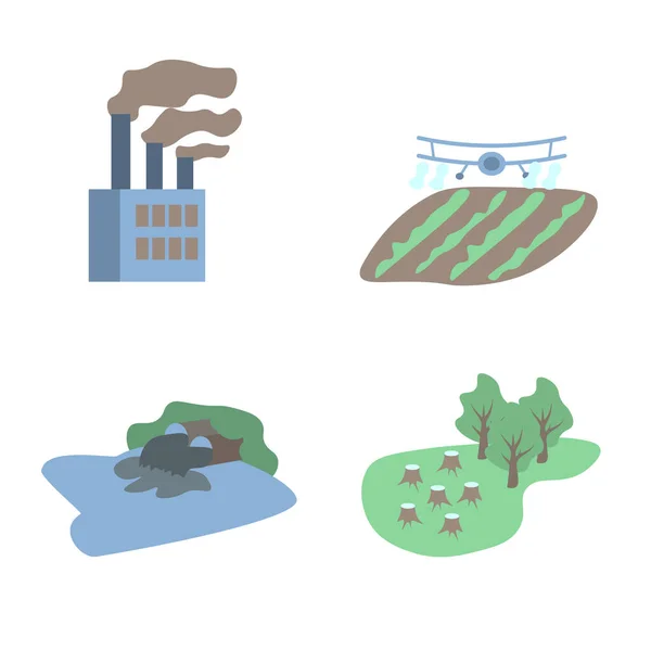 Environmental Problems Icons Vector Set — Stock Vector