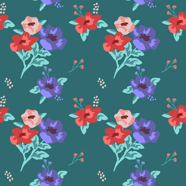 Seamless Pattern Decorative Flowers — Stock Vector