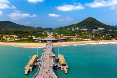 Kıyı şeridi Nanshan Budist kültür Park, Sanya, Hainan Adası, Çin. 