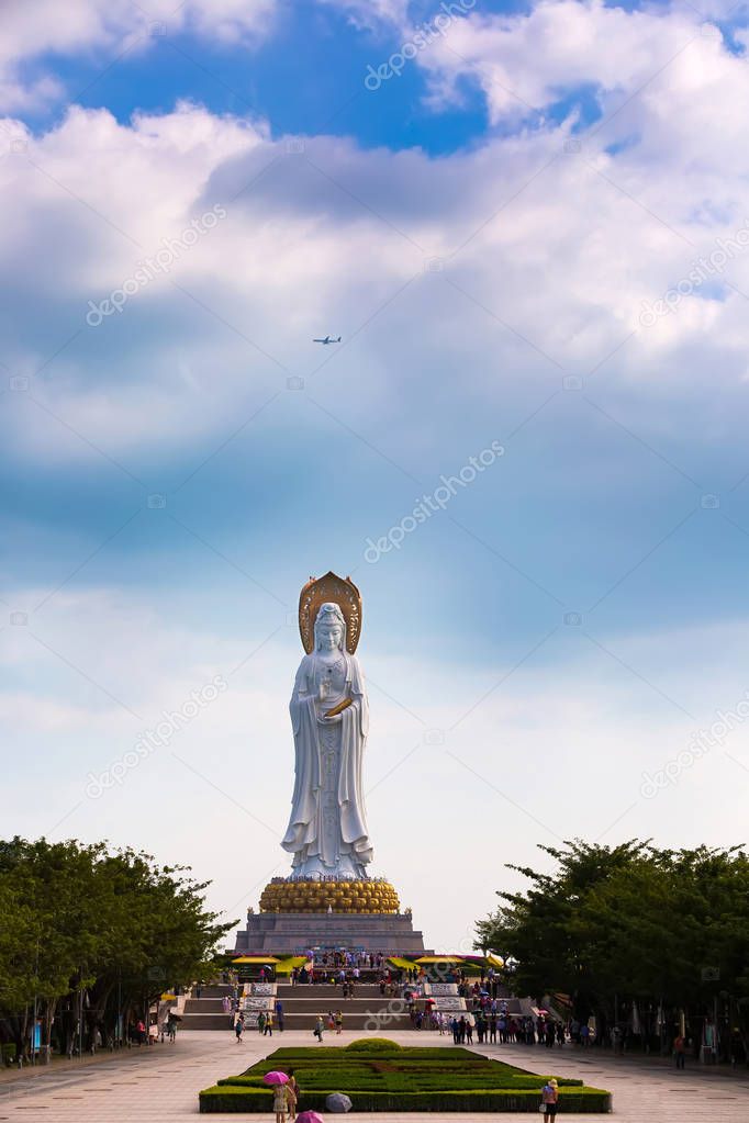 White GuanYin statue in Nanshan Buddhist Cultural Park, Sanya, Hainan Island, China.