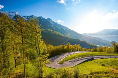 Dağ manzarası, Sochi Rusya yaz bahar orman.
