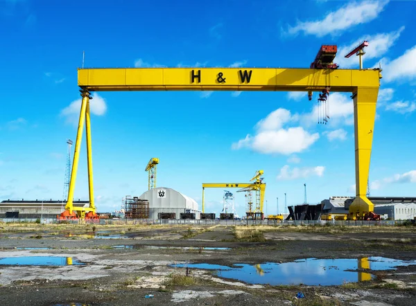 Samson and Goliath. Híres hajógyár daruk Belfastban — Stock Fotó