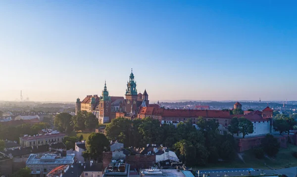 Wawel Catherdral a hrad. Krakov, Polsko. Letecký pohled — Stock fotografie