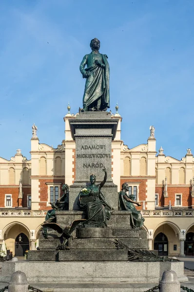 Adam Mickiewicz statue in Cracow, Poland — Stock Photo, Image