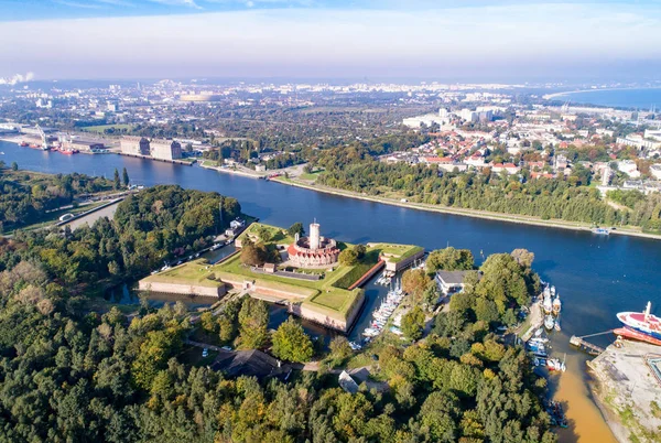 Wisloujscie pevnost v Gdaňsku, Polsko. Letecký pohled — Stock fotografie