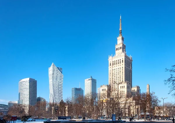 Warszawa centrum på vintern — Stockfoto