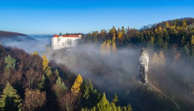 Pieskowa Skala cliff Herkül sopa rock ve kale yakınındaki Krakow, Polonya