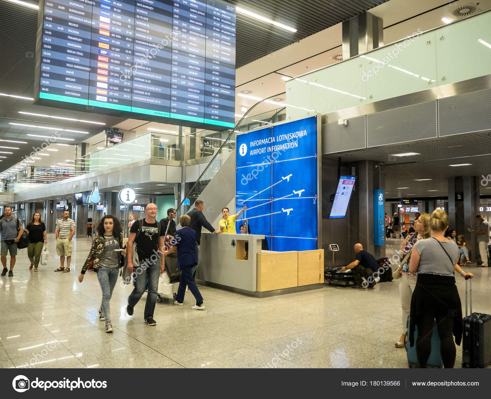 Information Desk At Balice Airport Krakow Poland Stock