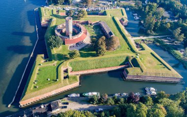 Wisloujscie Kalesi, Gdansk, Polonya. Havadan görünümü