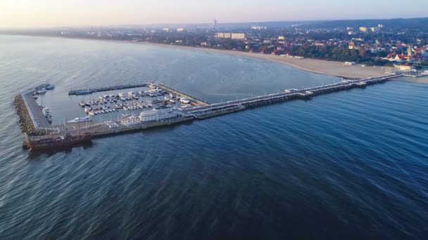 Sopot Resort Polonia Muelle Madera Molo Con Paseo Marítimo Puerto — Vídeos de Stock