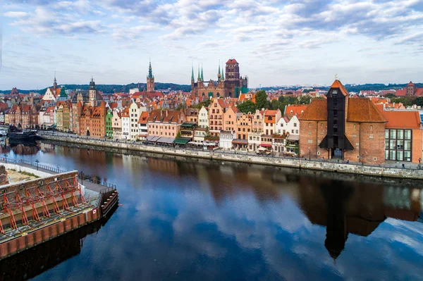 Gdańsk Stare Miasto, Polska. Widok z lotu ptaka. — Zdjęcie stockowe