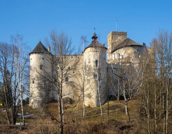 Castelo medieval em Niedzica, Polônia, no inverno — Fotografia de Stock