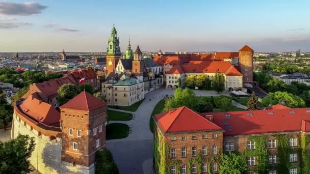 폴란드 Wawel 관광객과 비스툴라 강에에서 Wawel 대성당 봄에서 비디오를 세인트 — 비디오