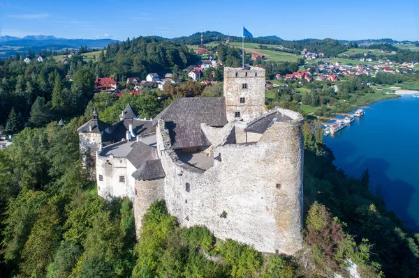 Polen Medieval Castle Niedzica Gebouwd 14E Eeuw Czorsztyn Stuwmeer Met — Stockfoto