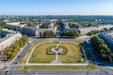 Nowa Huta, Krakow, Polonya. Havadan görünüm