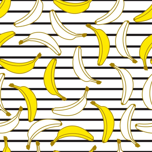 Ilustração Vetorial Sem Costura Com Bananas Sobre Fundo Branco Faixa — Vetor de Stock
