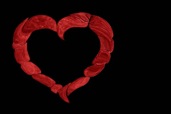 Czerwone serce rysowane na czarnym tle, Walentynki — Zdjęcie stockowe