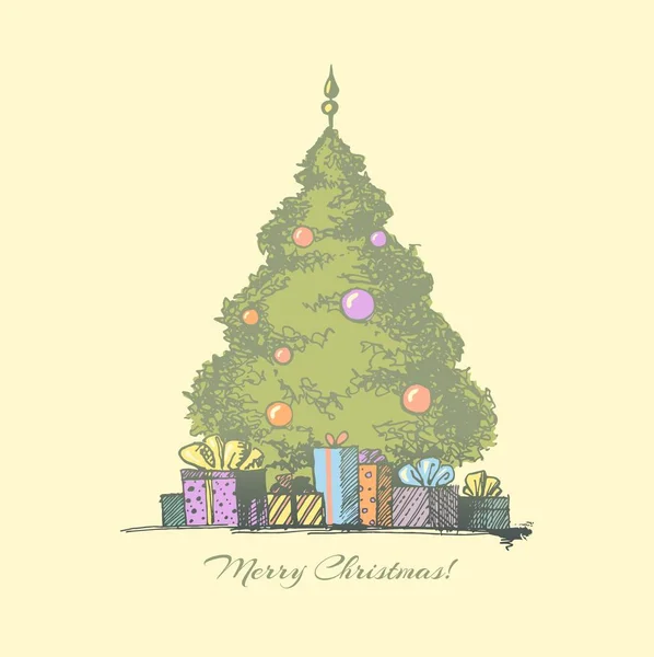 Christmas tree with presents. — Stock Vector