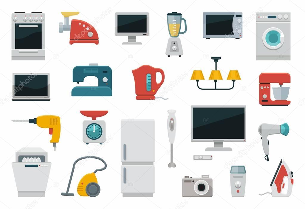 Flat icons household appliances