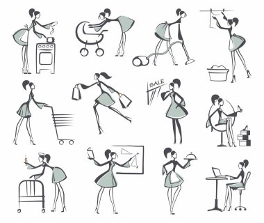 kızların siluetleri skeçleri