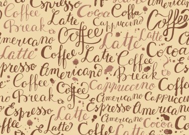 Kahve kahve sözcükleri retro tarzı ile seamless modeli