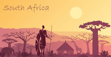 Background with landscape of South Africa clipart