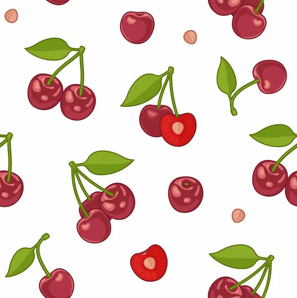 Fond sans couture avec des cerises — Image vectorielle