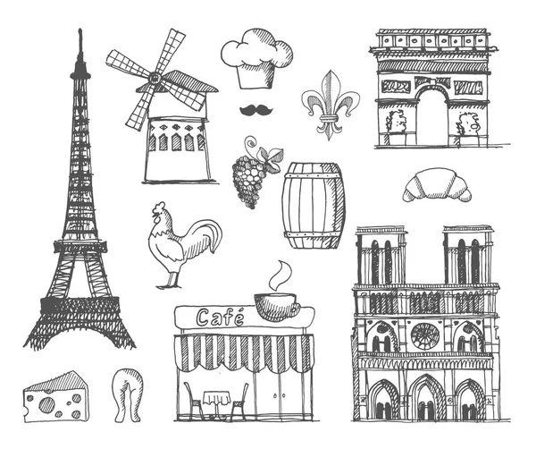 The sketch about France and Paris — Stock Vector