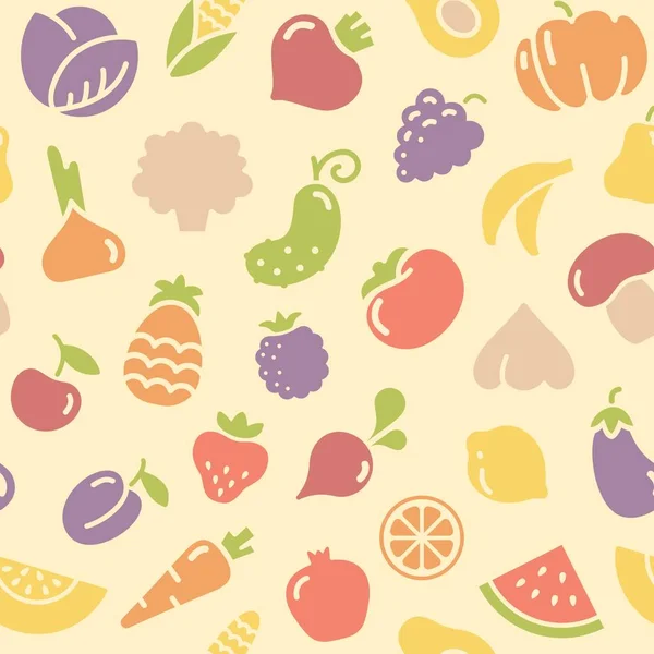 无缝模式水果和蔬菜 — 图库矢量图片